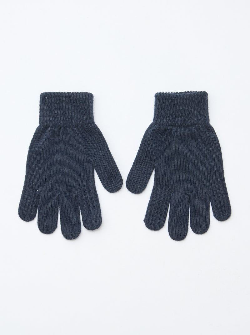 Lot de 2 paires de gants en maille Bleu - Kiabi