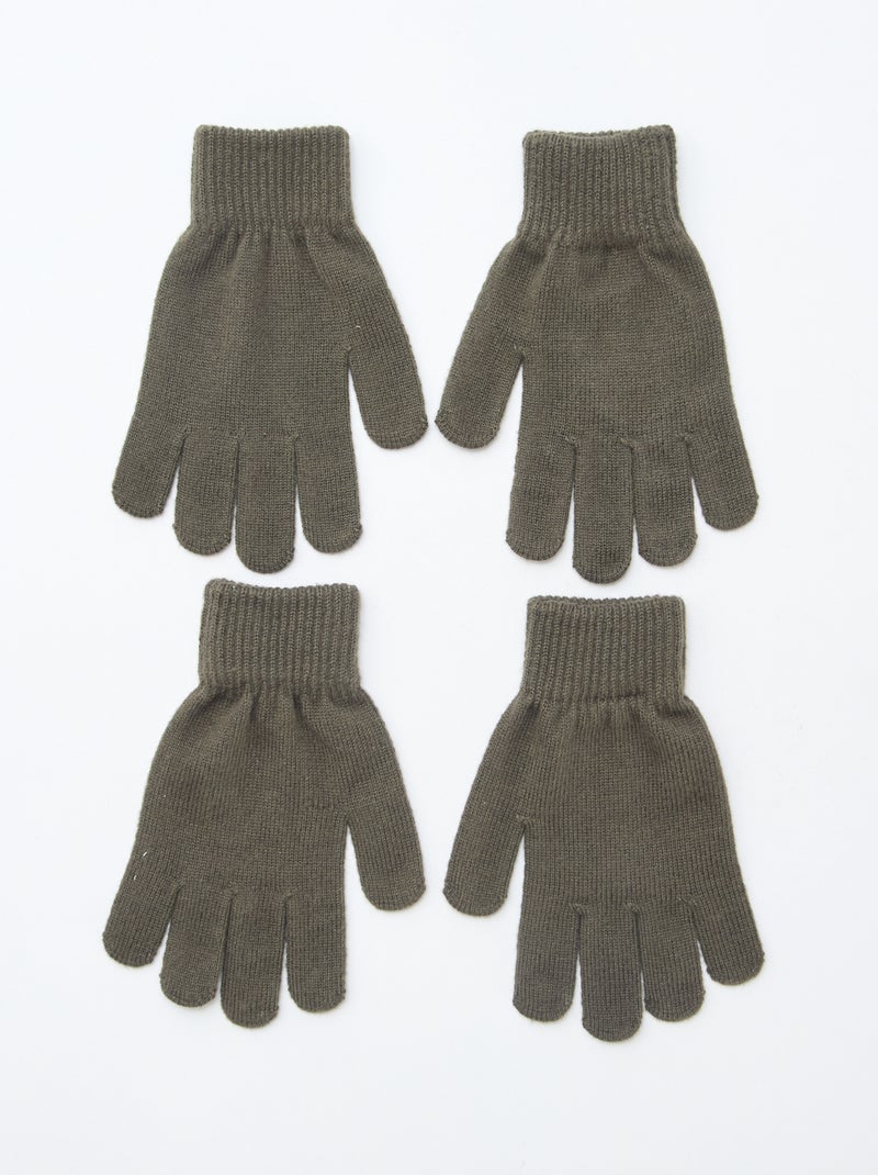 Lot de 2 paires de gants en maille Kaki - Kiabi