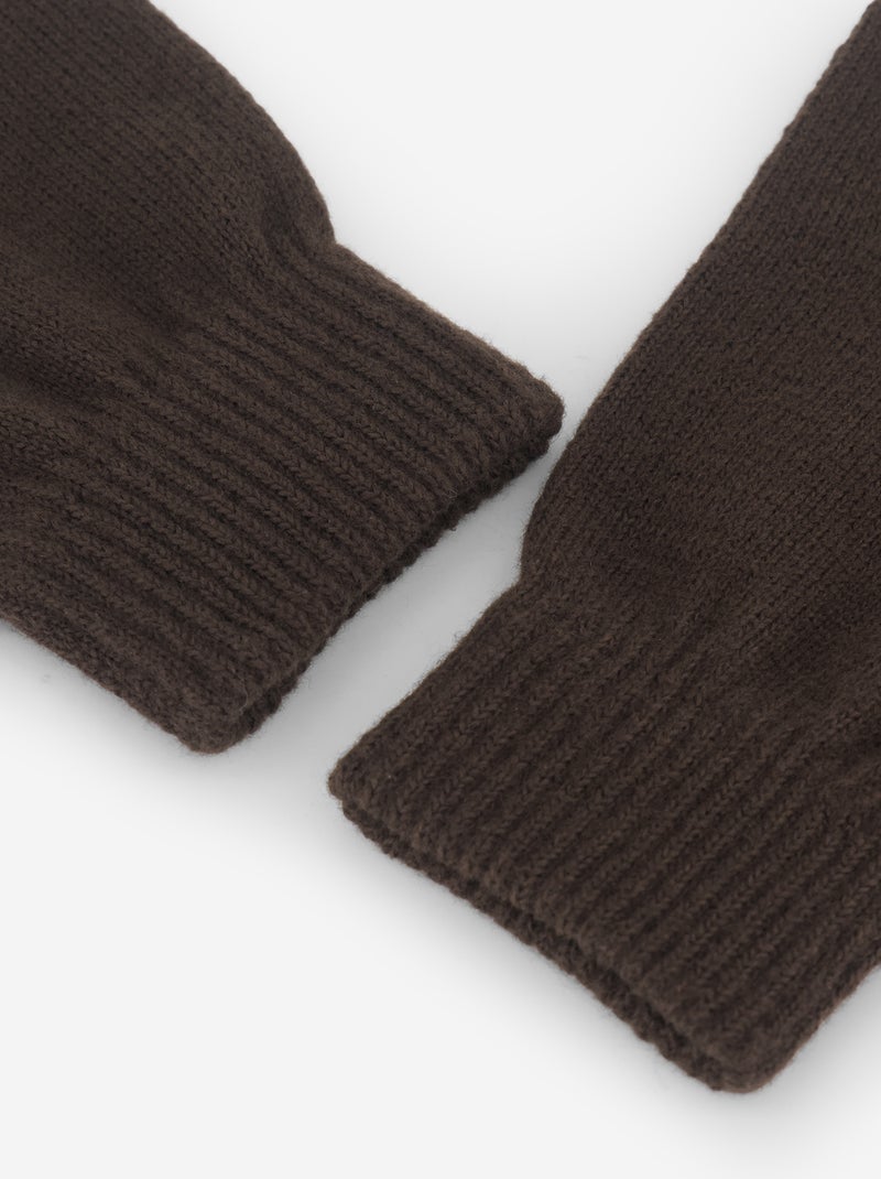 Lot de 2 paires de gants en maille Marron - Kiabi