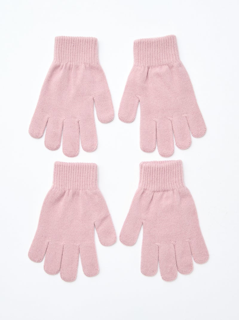 Lot de 2 paires de gants en maille Rose - Kiabi