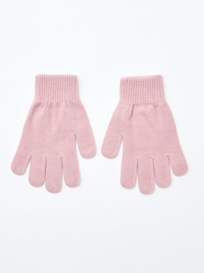 Lot de 2 paires de gants en maille Rose - Kiabi