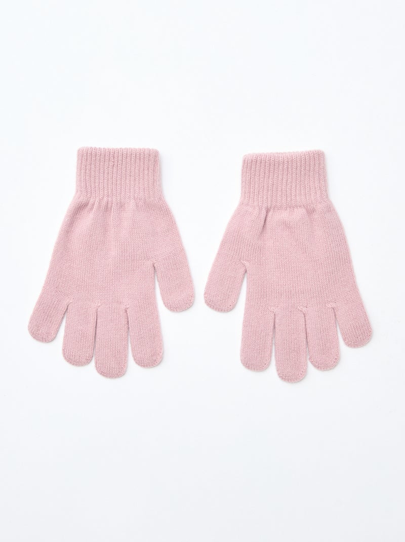 Lot de 2 paires de gants en maille Rose - Kiabi