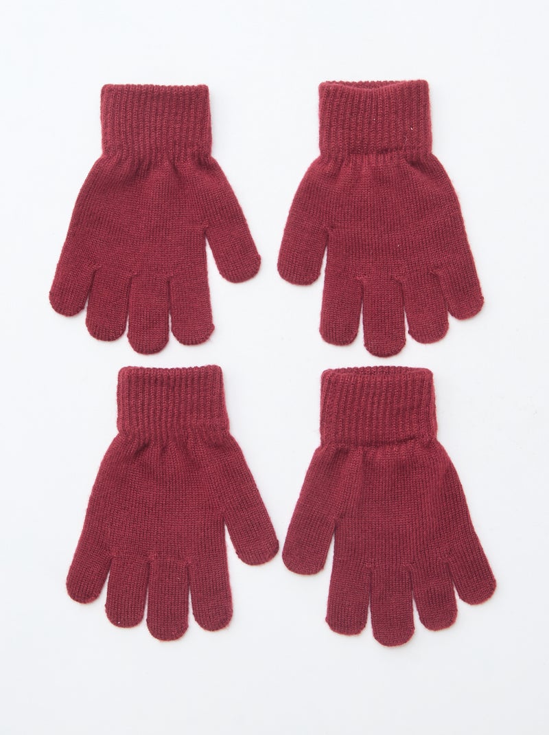 Lot de 2 paires de gants en maille Rouge - Kiabi