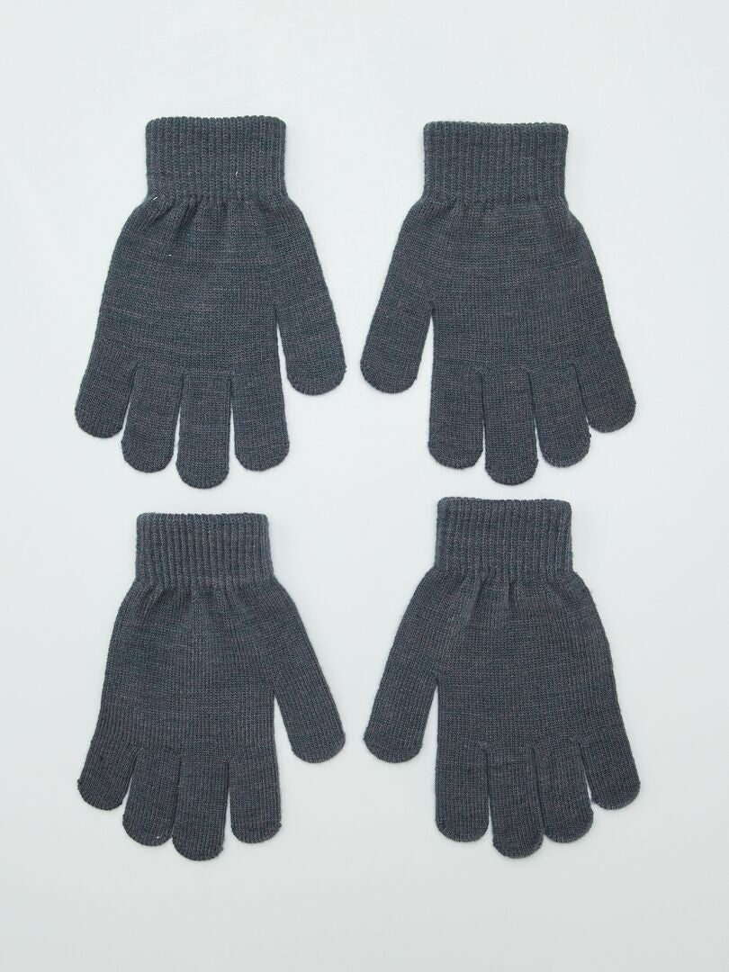 Lot de 2 paires de gants Gris - Kiabi