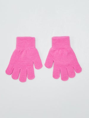 Lot De 2 Paires De Gants Fille En Maille Extensible Avec Motifs Coeurs - Vertbaudet, Poignets élastiqués