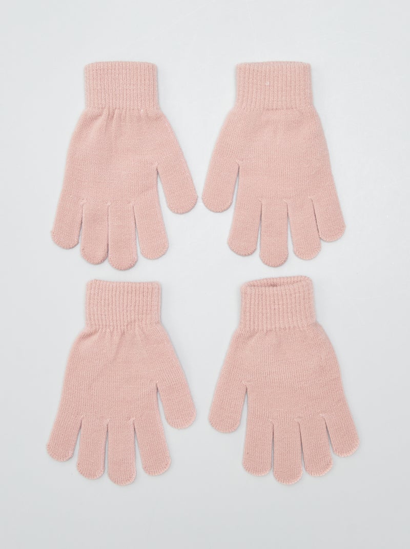 Lot de 2 paires de gants Rose - Kiabi