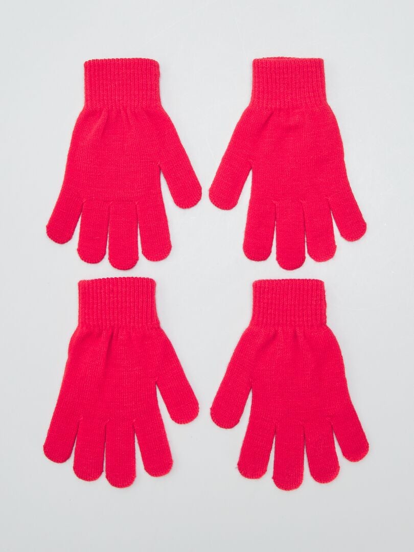 Lot de 2 paires de gants Rouge - Kiabi
