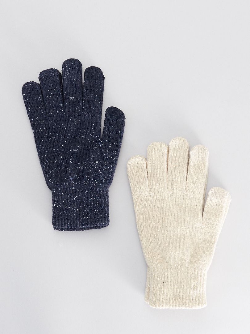 2 paires de gants tactiles - Beige/noir - FEMME