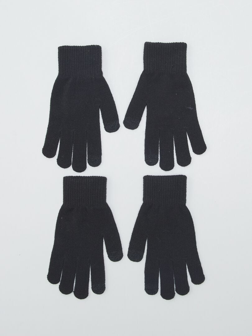 Lot de 2 paires de gants tactiles Noir - Kiabi
