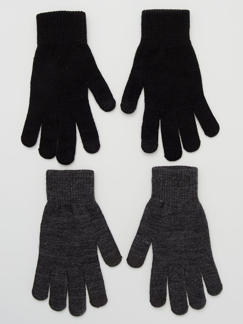 2 paires de gants tactiles - Noir - FEMME