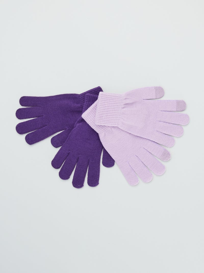 Lot de 2 paires de gants Violet - Kiabi