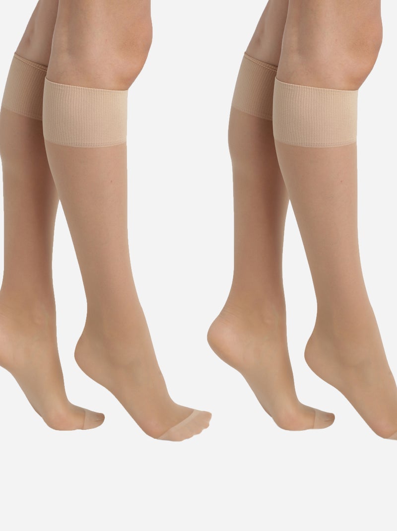 Lot de 2 paires de mi-bas 20D Ultra Resist Beige - Kiabi