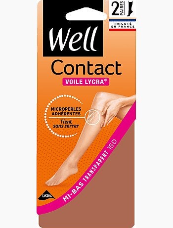 Lot de 2 paires de mi-bas contact