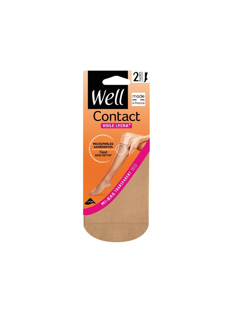 Lot de 2 paires de mi-bas CONTACT Sable - Kiabi
