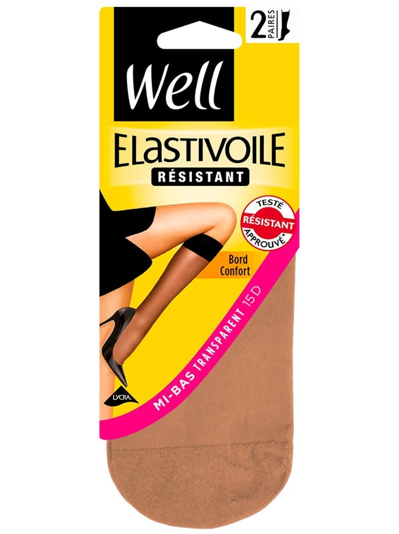 Lot de 2 paires de mi-bas ELASTIVOILE Beige foncé - Kiabi