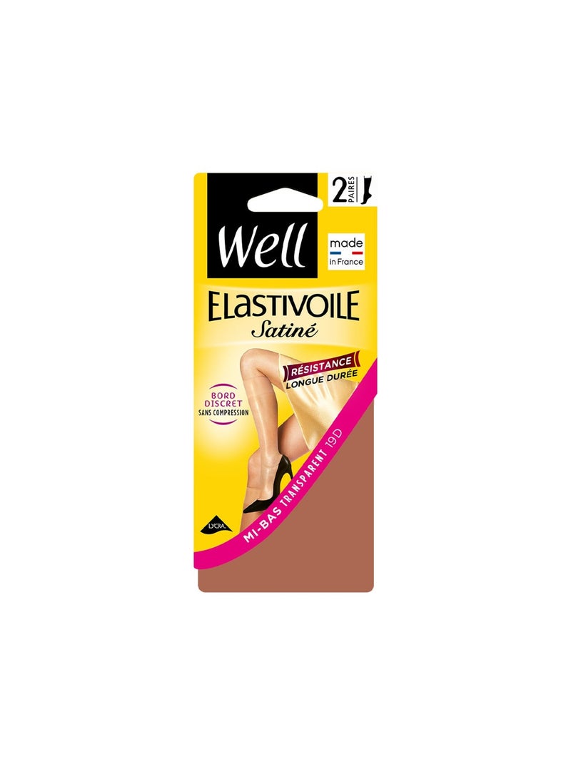 Lot de 2 paires de mi-bas ELASTIVOILE Beige foncé - Kiabi