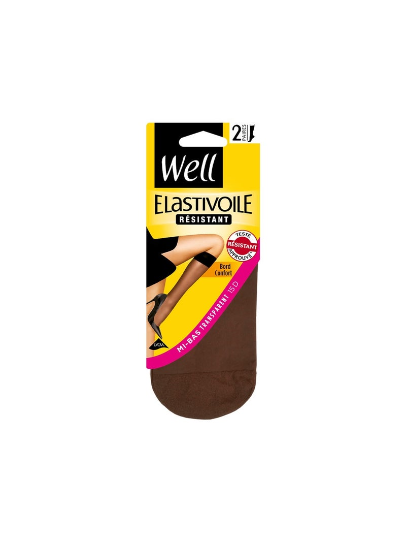 Lot de 2 paires de mi-bas ELASTIVOILE Marron - Kiabi
