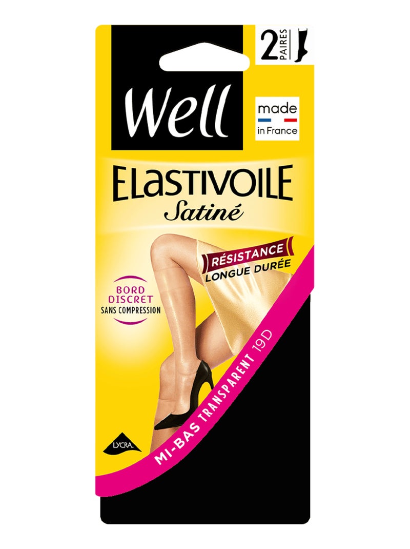 Lot de 2 paires de mi-bas ELASTIVOILE Noir - Kiabi