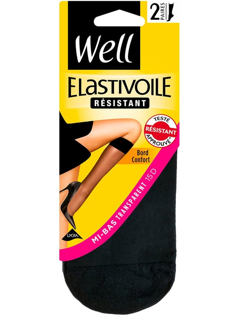 Lot de 2 paires de mi-bas ELASTIVOILE Noir - Kiabi