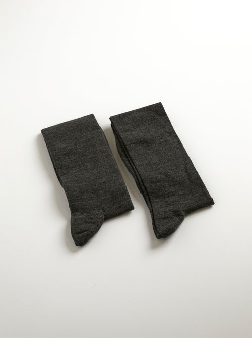 Lot de 2 paires de mi-bas laine et coton - Kiabi