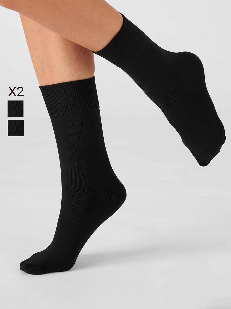 Lot de 2 paires de mi-bas Thermolactyl 90D - Damart Noir - Kiabi