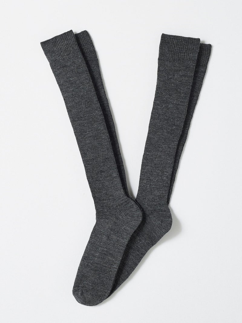 Lot de 2 paires de mi-bas Thermolactyl et laine - Damart Gris - Kiabi