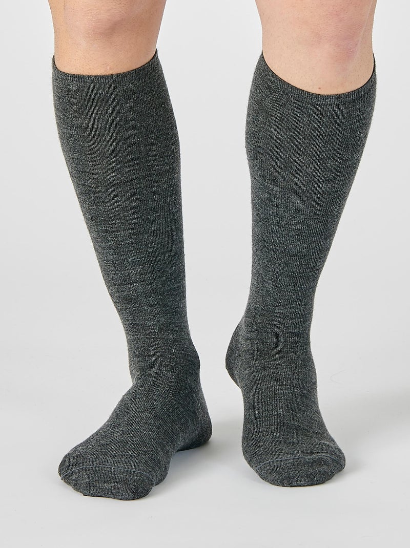 Lot de 2 paires de mi-bas thermolactyl maille laineuse - damart Gris - Kiabi