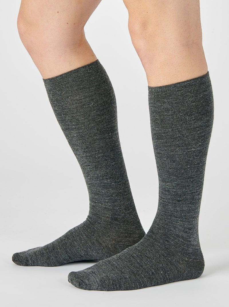 Lot de 2 paires de mi-bas thermolactyl maille laineuse - damart Gris - Kiabi