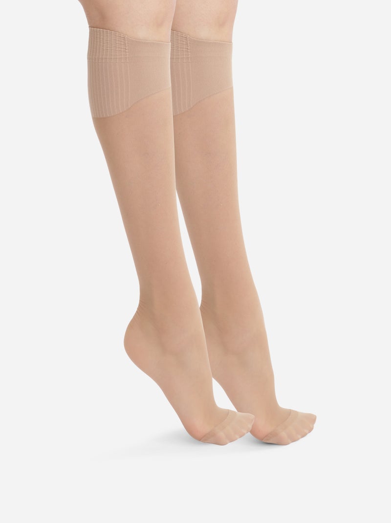 Lot de 2 paires de Mi-Bas Transparent 20D Absolu Flex Beige - Kiabi