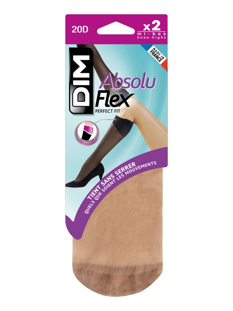 Lot de 2 paires de Mi-Bas Transparent 20D Absolu Flex Beige - Kiabi
