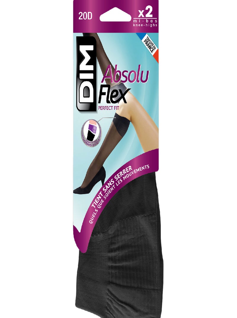 Lot de 2 paires de Mi-Bas Transparent 20D Absolu Flex Noir - Kiabi