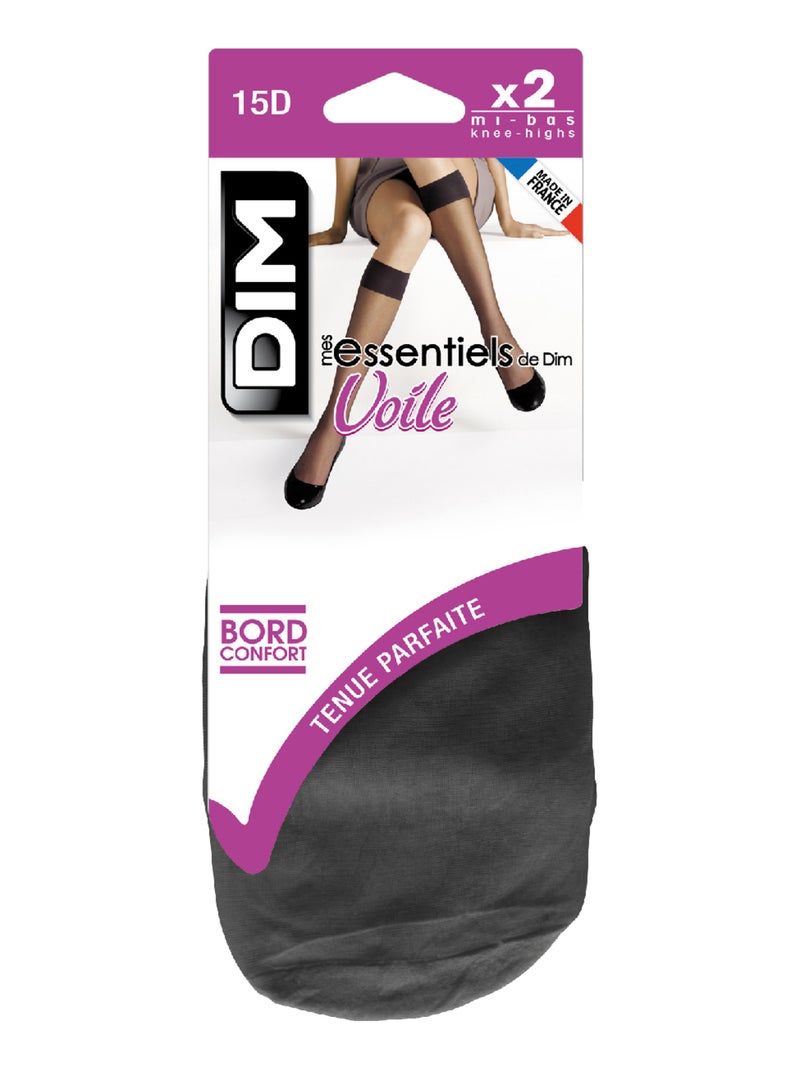 Lot de 2 paires de Mi-Bas Voile 15D Mes Essentiels de Dim Beige argile - Kiabi