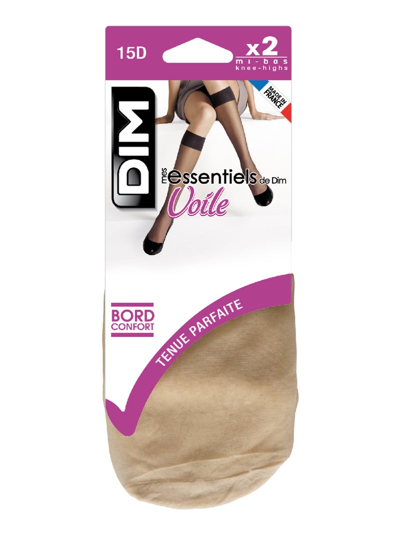 Lot de 2 paires de Mi-Bas Voile 15D Mes Essentiels de Dim Beige - Kiabi