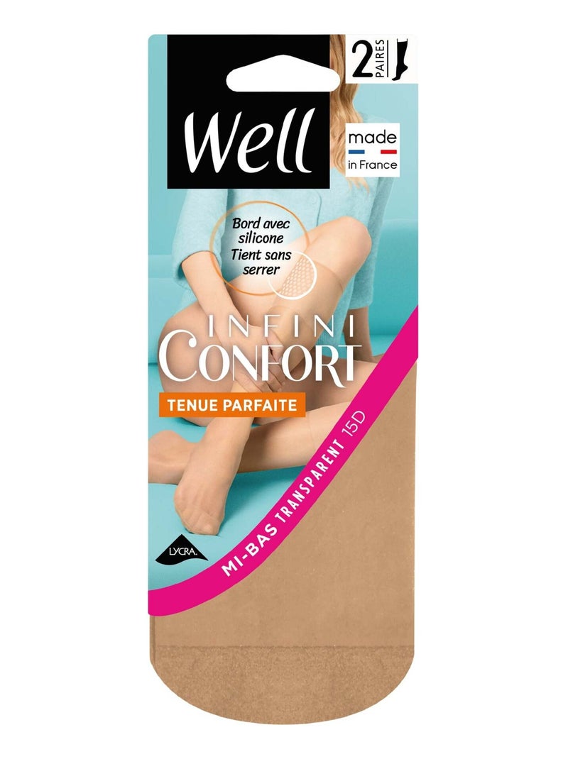 Lot de 2 paires de mi-bas WELL INFINI CONFORT Noir - Kiabi