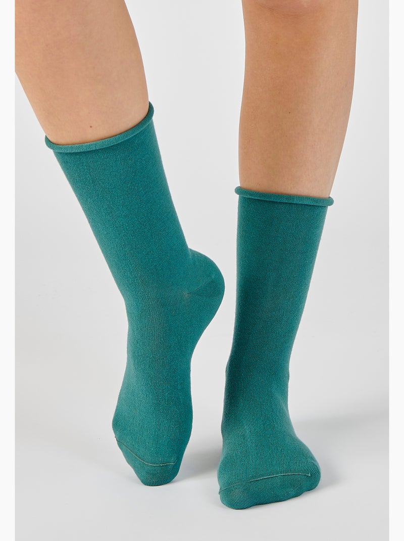 Lot de 2 paires de mi-chaussettes 9% cachemire - Damart Vert - Kiabi