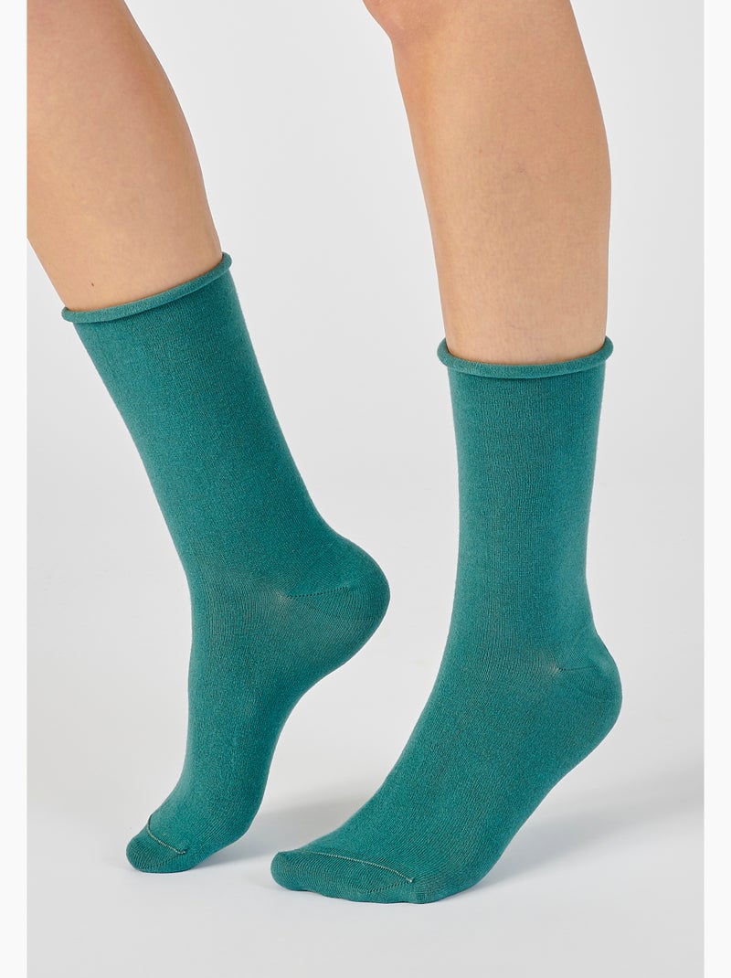 Lot de 2 paires de mi-chaussettes 9% cachemire - Damart Vert - Kiabi