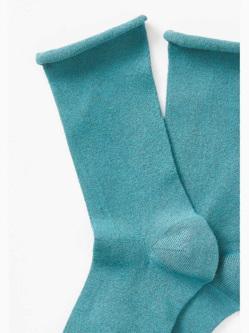 Lot de 2 paires de mi-chaussettes 9% cachemire - Damart Vert - Kiabi