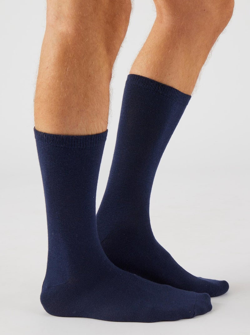 Lot de 2 paires de mi-chaussettes avec cachemire - Damart Bleu marine - Kiabi