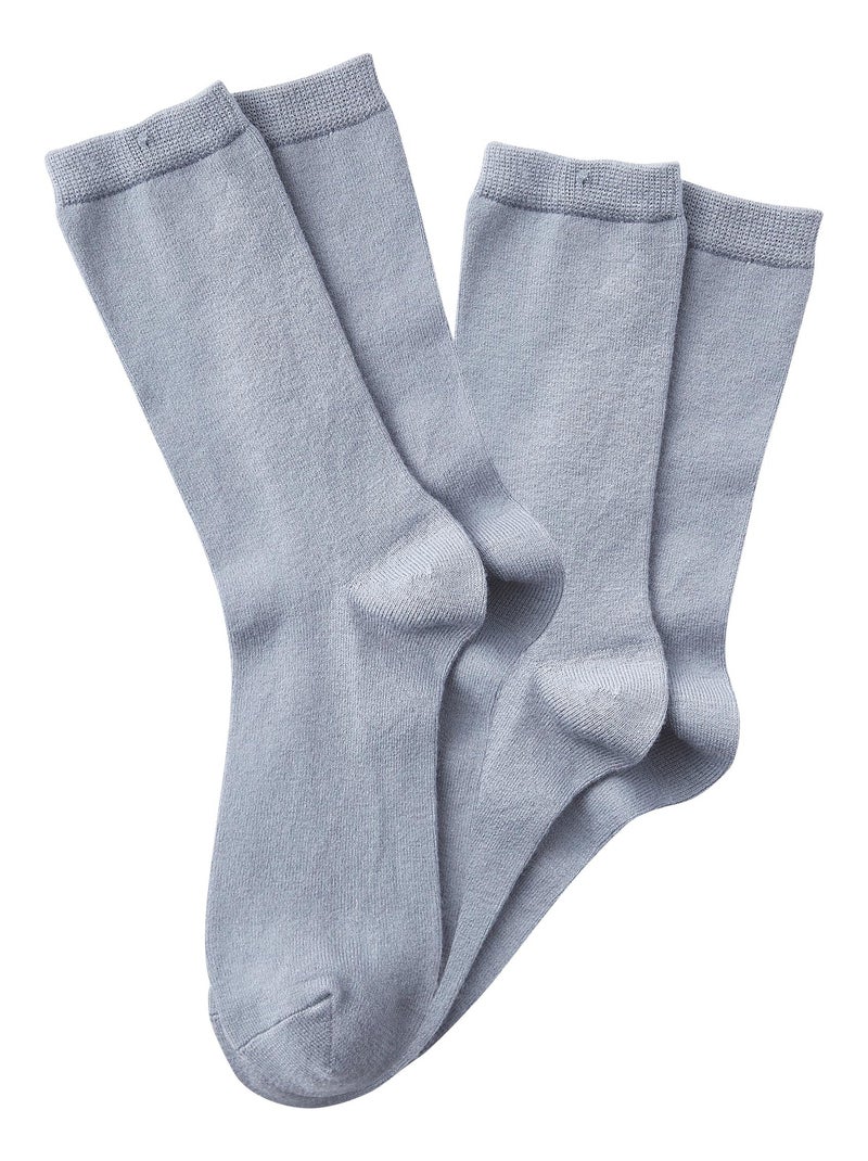 Lot de 2 paires de mi-chaussettes avec cachemire - Damart Gris - Kiabi