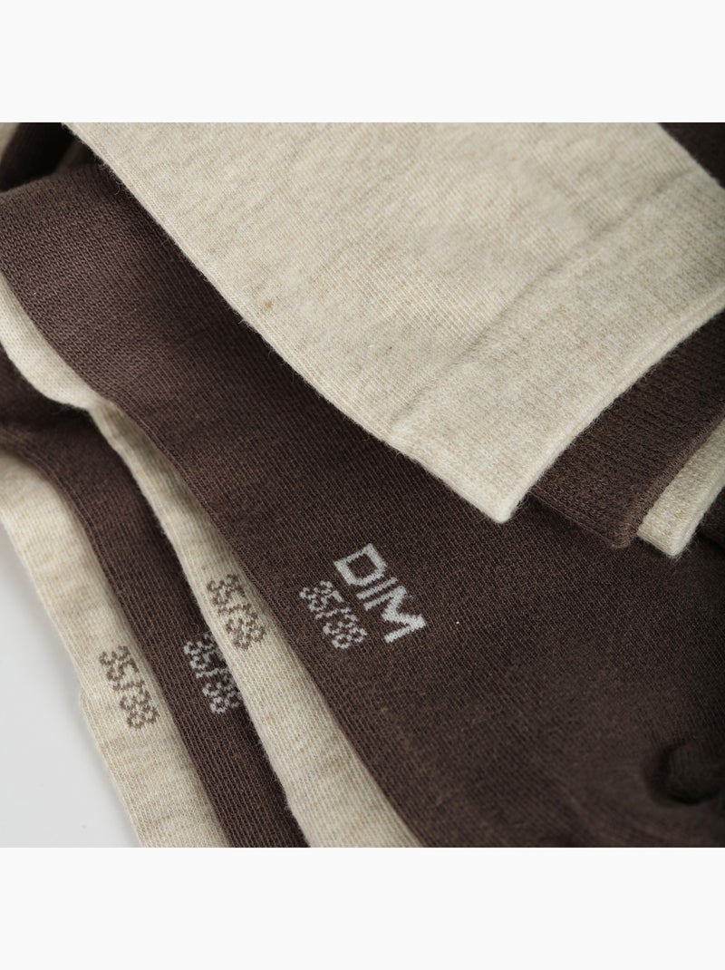 Lot de 2 Paires de Mi-Chaussettes Basique Coton Beige - Kiabi