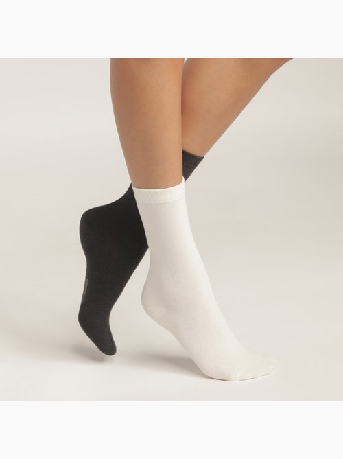 Lot de 2 Paires de Mi-Chaussettes Basique Coton - Kiabi