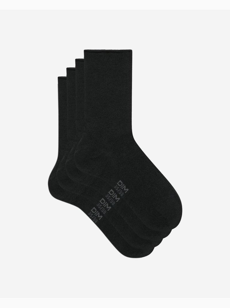 Lot de 2 Paires de Mi-Chaussettes Basique Coton Noir - Kiabi