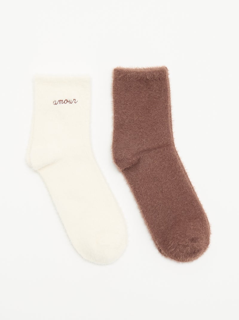Lot de 2 paires de mi-chaussettes Beige - Kiabi