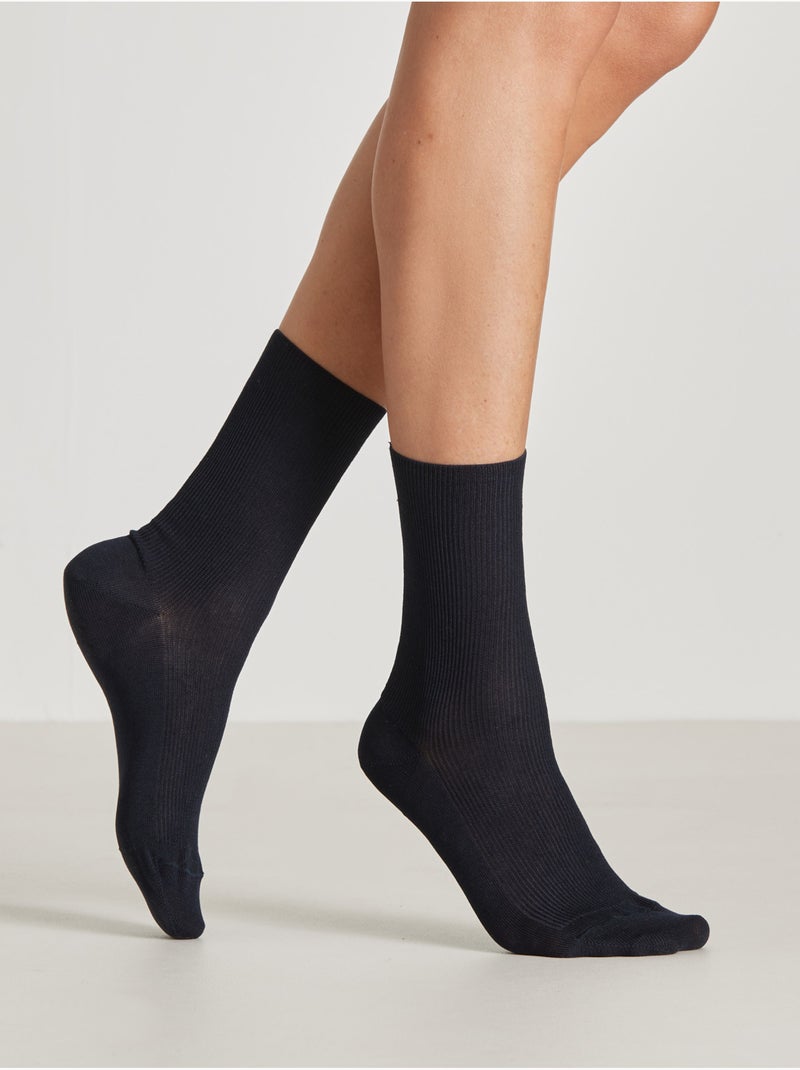 Lot de 2 paires de mi-chaussettes coton - DAXON Bleu marine - Kiabi