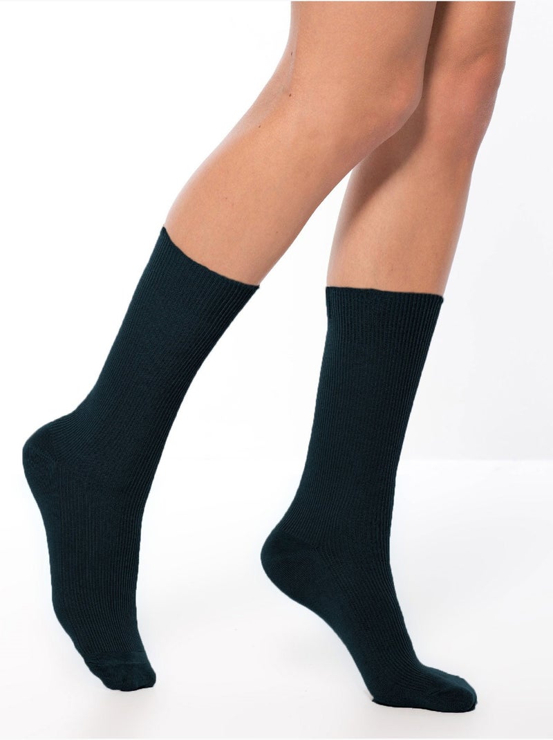 Lot de 2 paires de mi-chaussettes coton - DAXON Noir Noir - Kiabi