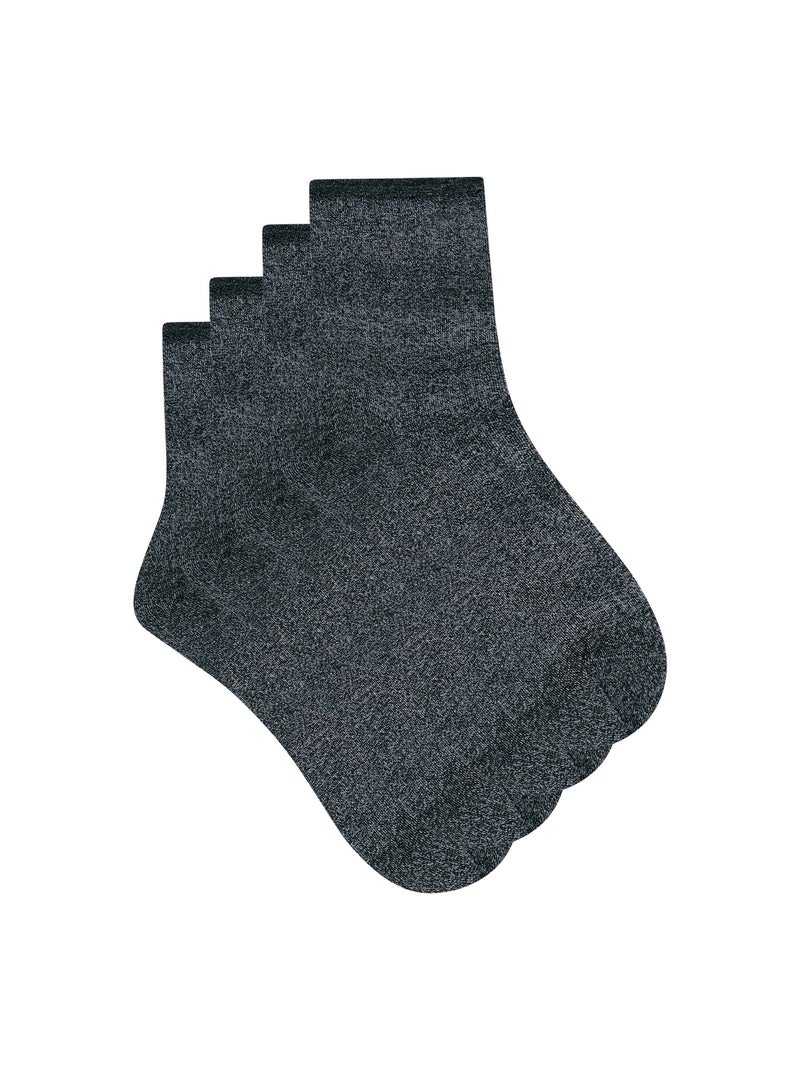 Lot de 2 paires de mi-chaussettes coton Mode Noir - Kiabi
