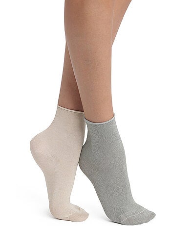 Lot de 2 paires de mi-chaussettes coton Mode