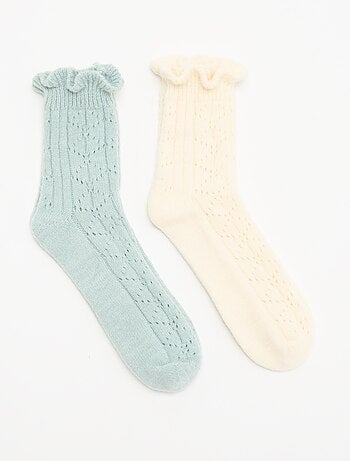 Lot de 2 paires de mi-chaussettes fantaisie