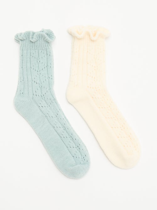 Lot de 2 paires de mi-chaussettes fantaisie - Kiabi Lot de 2 paires de mi-chaussettes fantaisie - Kiabi