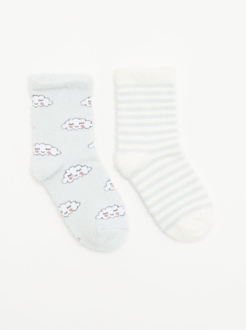 Lot de 2 paires de mi-chaussettes fantaisie Bleu ciel - Kiabi